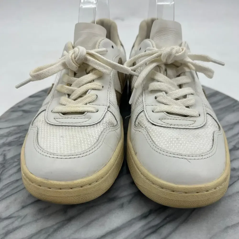 Veja Womens 8 Shoes Metallic Taupe V10 T1 Leather Sneakers Trainers Lace Up